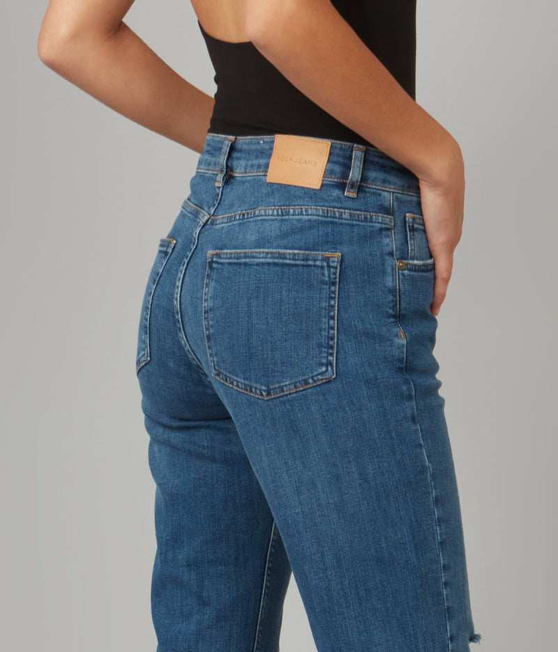 DENVER-DIS High Rise Straight Jeans