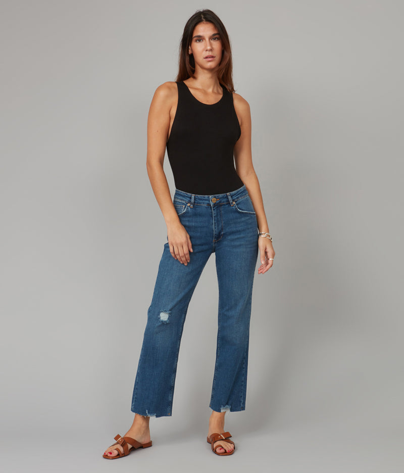 DENVER-DIS High Rise Straight Jeans