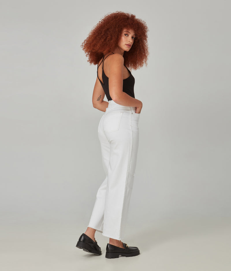 MILAN-WHT High Rise Wide Leg Jeans