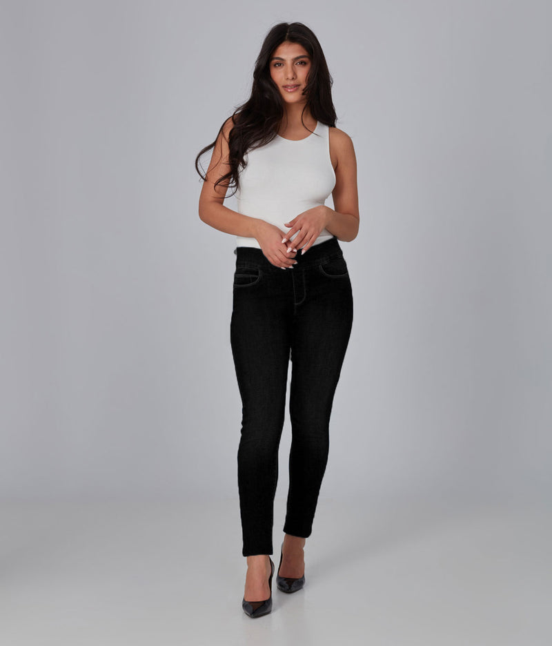 ANNA-NBLK High Rise Skinny Pull-On Jeans