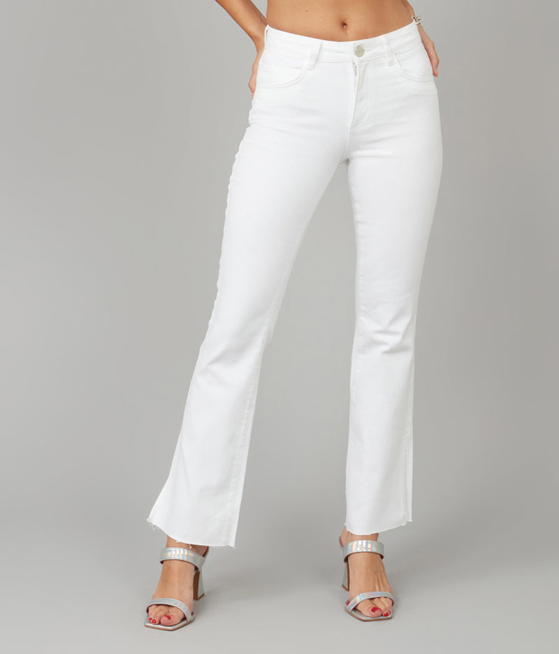 BILLIE-WHT High Rise Bootcut Jeans