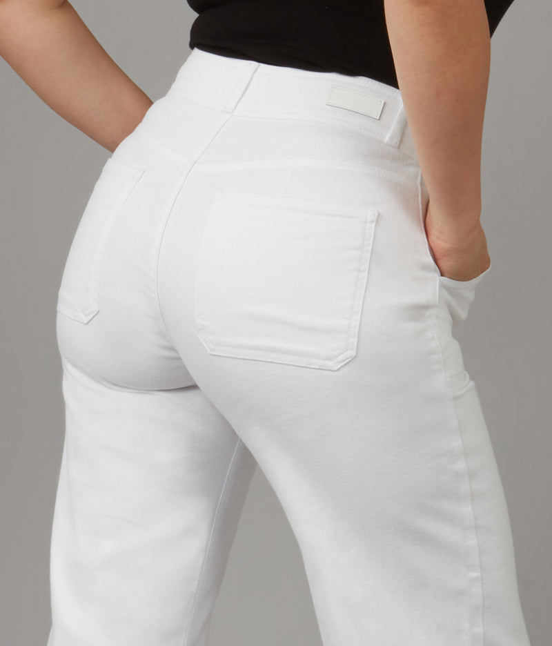 COLETTE-WHT High Rise Wide Leg Jeans