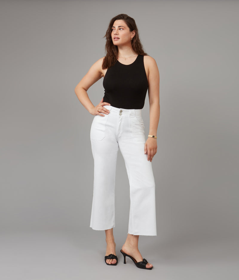 COLETTE-WHT High Rise Wide Leg Jeans