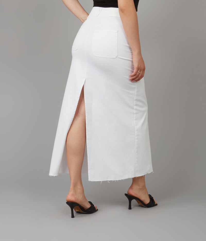 MADLYN-WHT High Rise Maxi Skirt