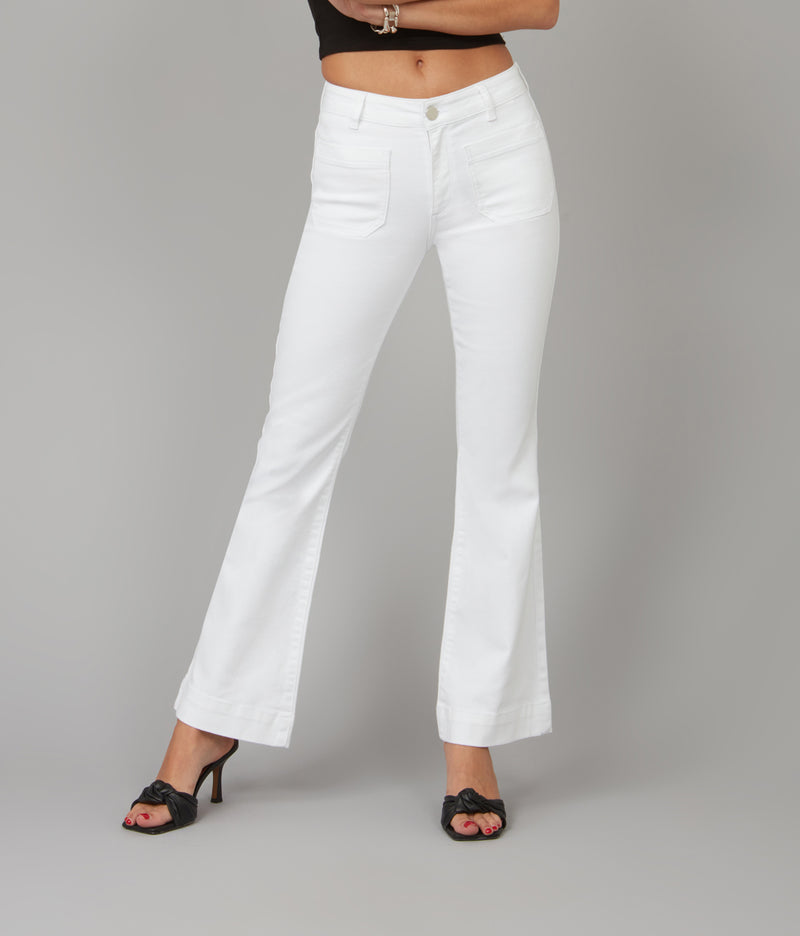 ALICE-WHT High Rise Flare Jeans 32" Inseam