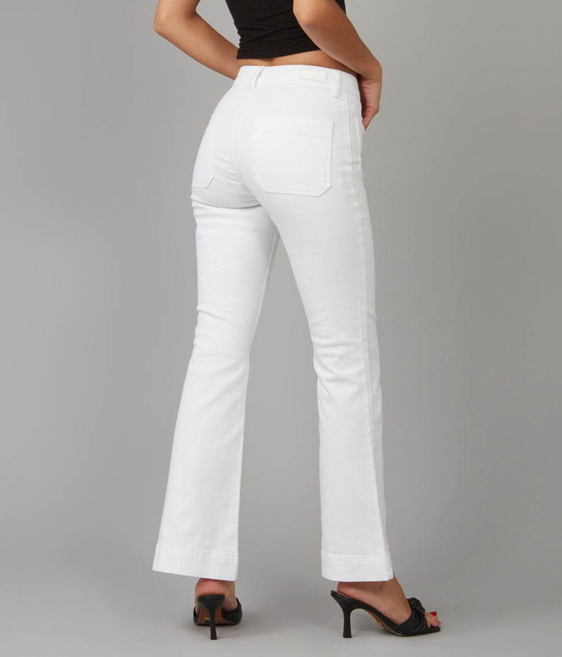 ALICE-WHT High Rise Flare Jeans 32" Inseam