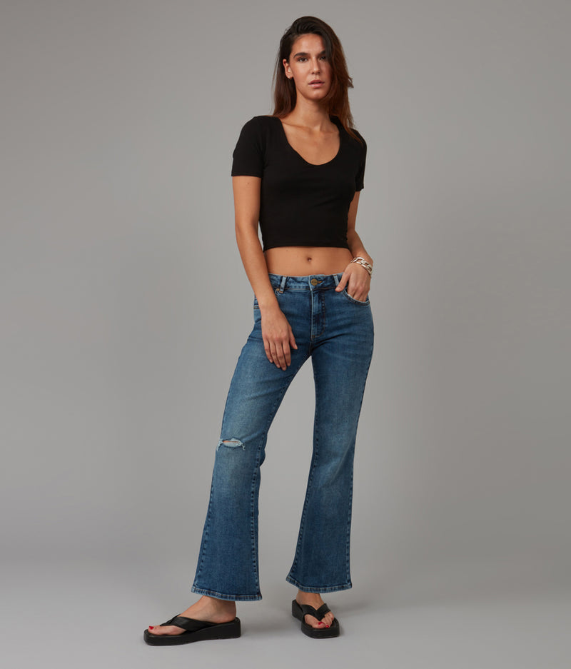 BRADLY-DIS Mid Rise Bootcut Jeans