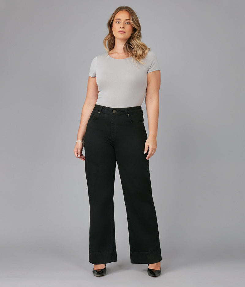 COLETTE-BLK High Rise Wide Leg Jeans