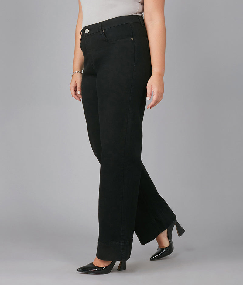 COLETTE-BLK High Rise Wide Leg Jeans