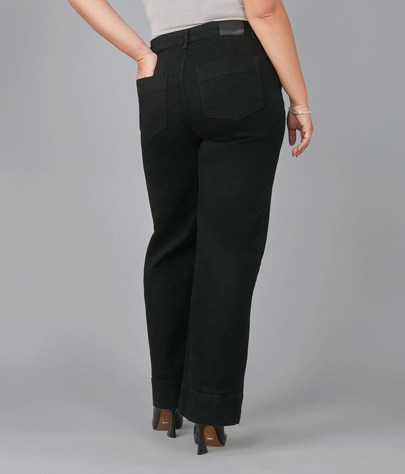 COLETTE-BLK High Rise Wide Leg Jeans