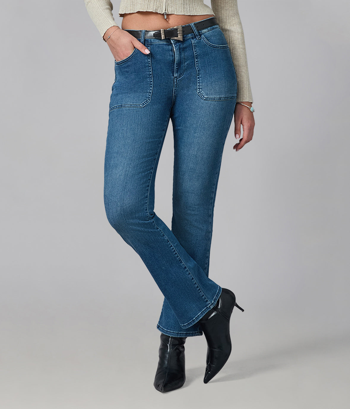 BILLIE-DIS2 High Rise Bootcut Jeans