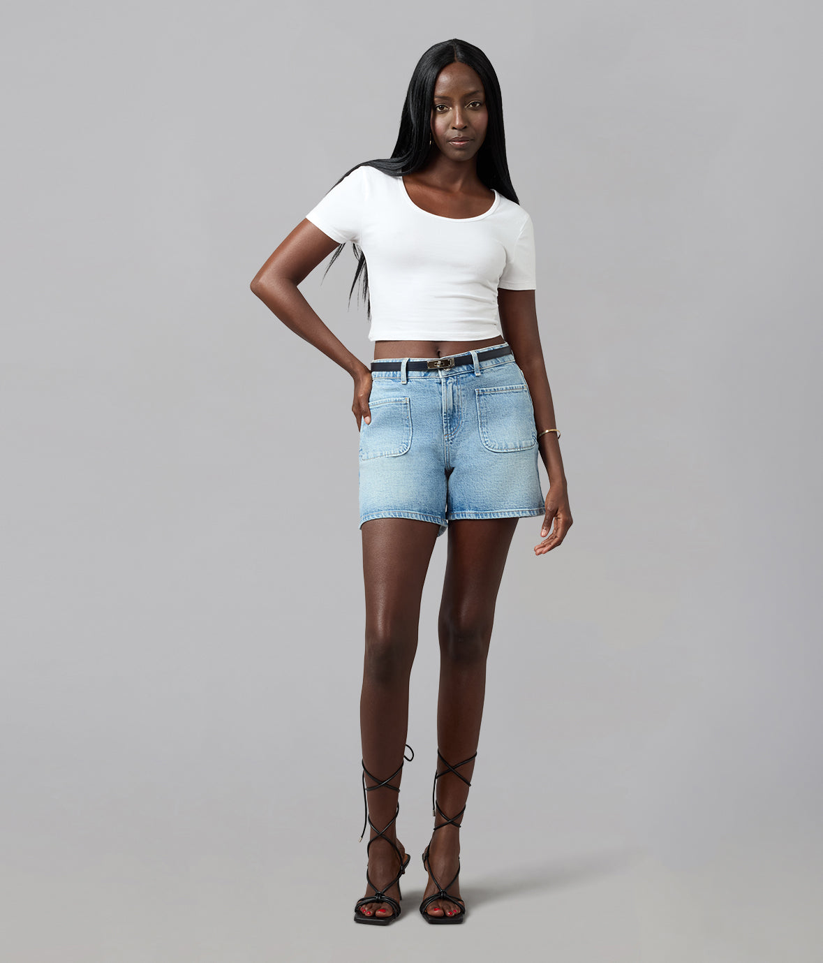 LIANA-WB High Rise Jean Shorts 4.5" Inseam